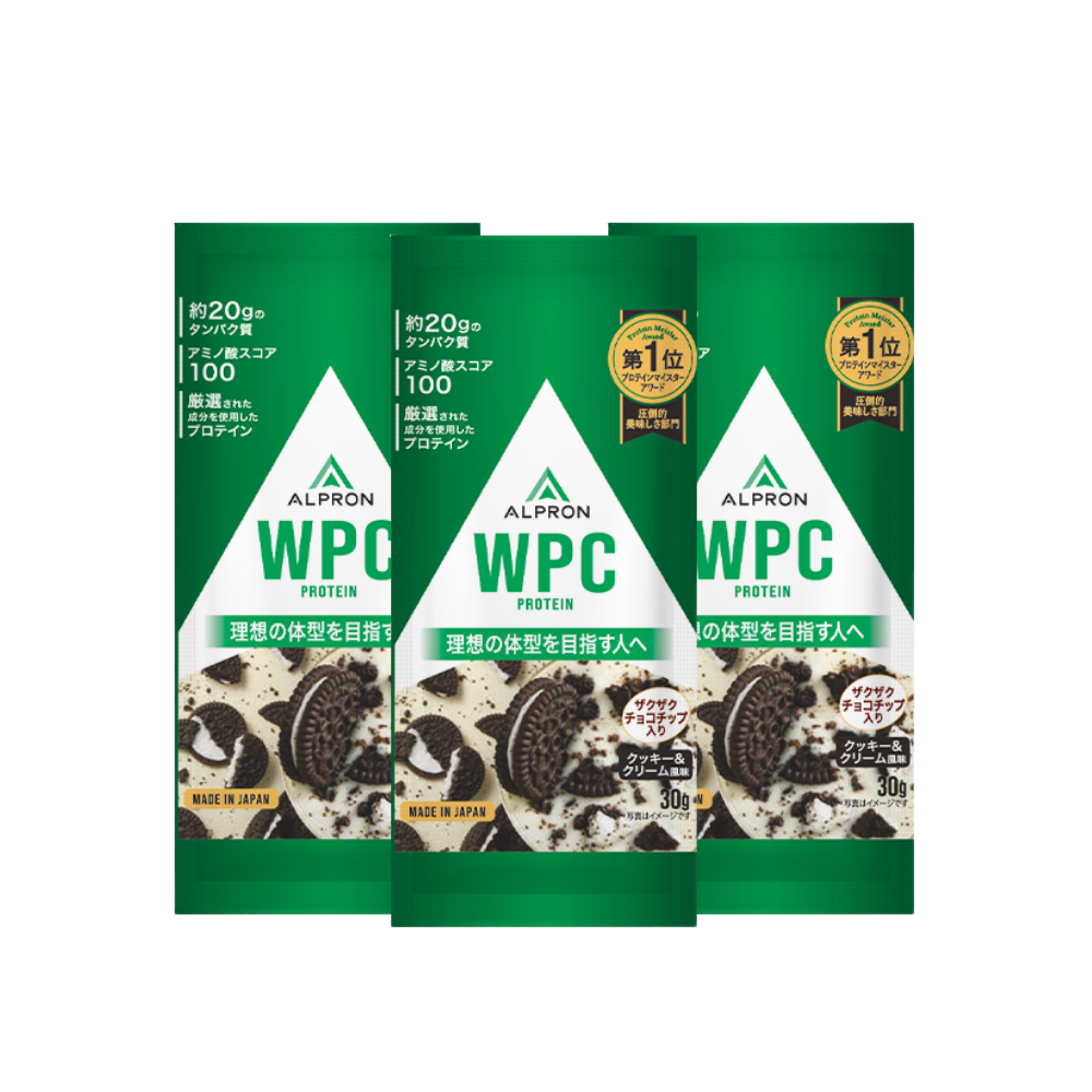 【3食お試し】ALPRON	WPC  ホエイプロテイン チップシリーズ クッキー＆クリーム風味(30g)×3食
