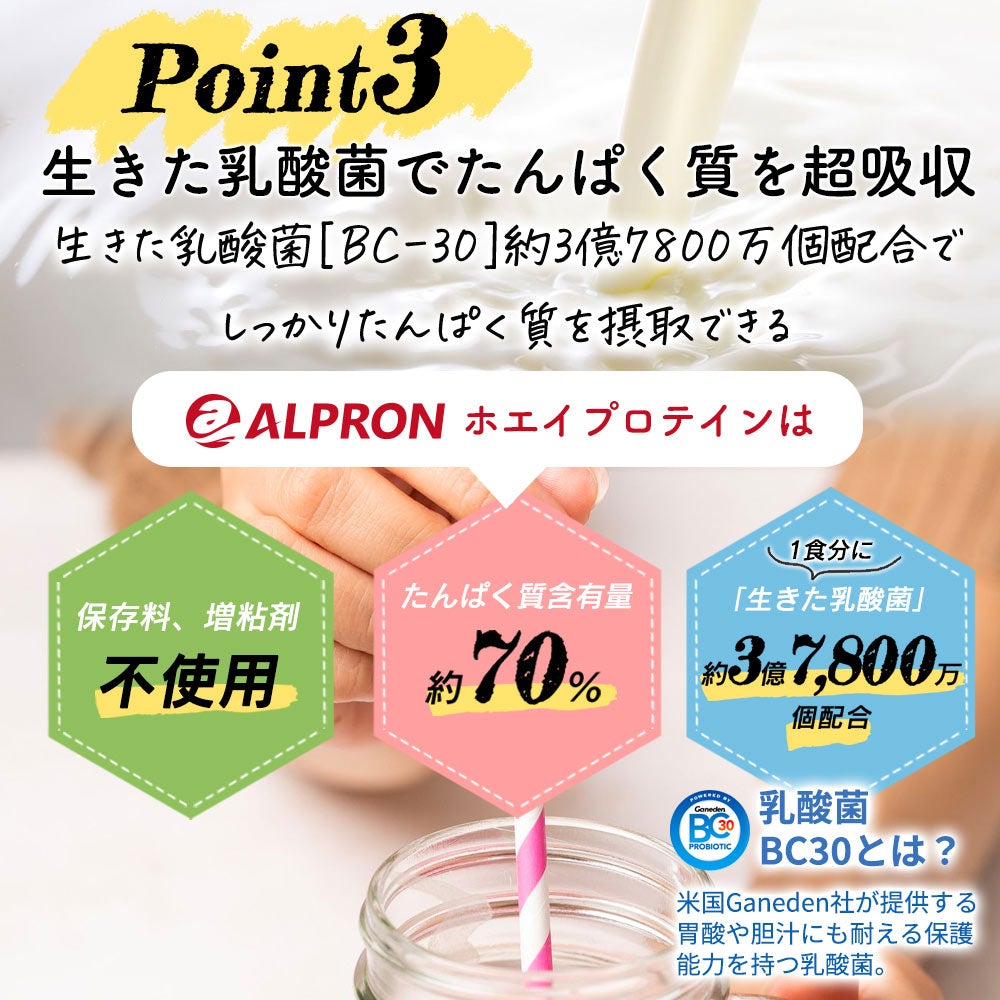 【数量限定】ALPRON WPCプロテイン杏仁ミルク風味 イチゴチップ入り(500g)